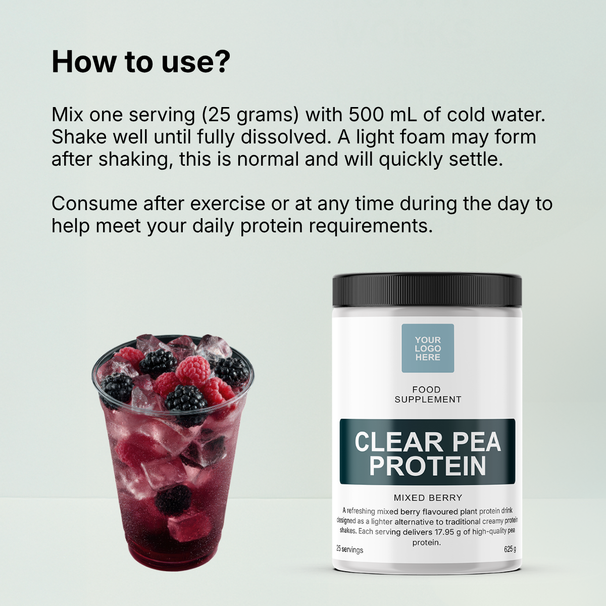 Clear Pea Protein (Mixed Berry Flavour) – 625 gram Powder - Image 7