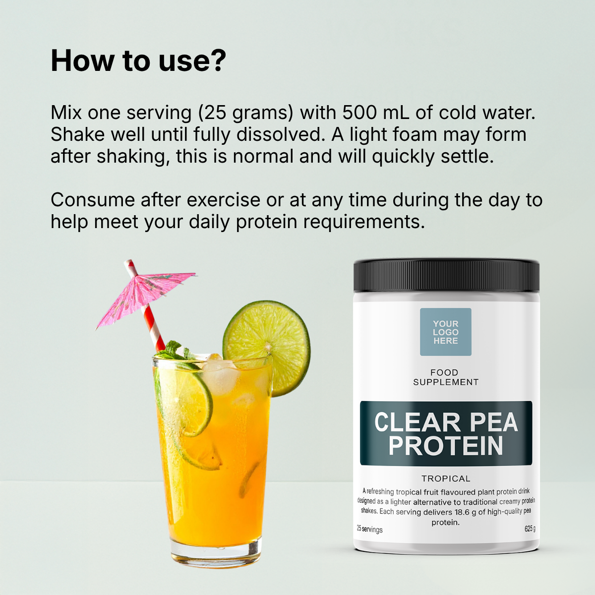Clear Pea Protein (Tropical Flavour) – 625 gram Powder - Image 6